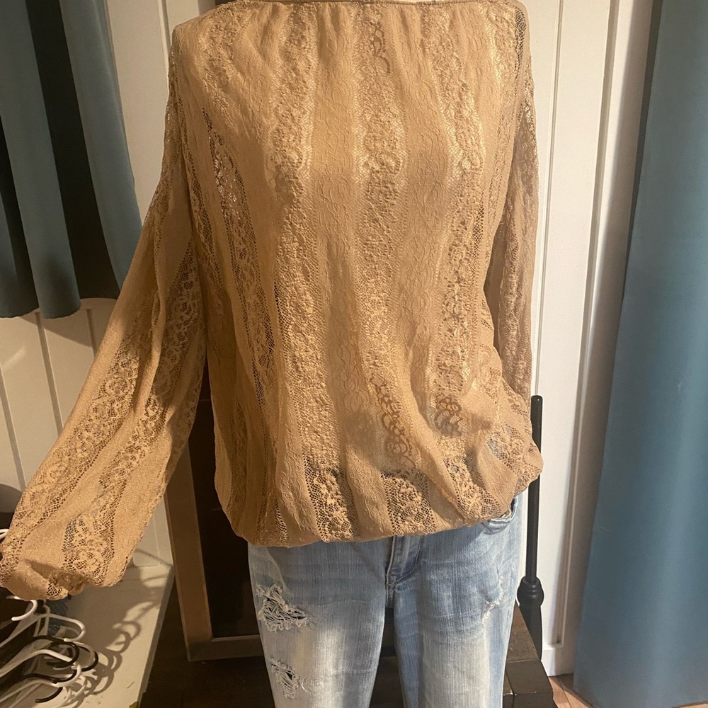 Elegant Beige Lace Women's Top